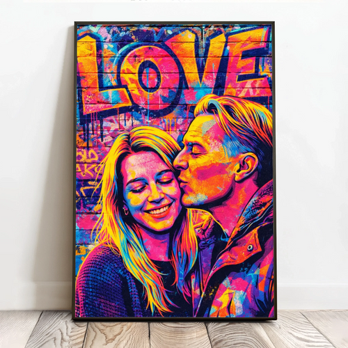 Personligt street art plakat Street Art LOVE med graffiti-effekt, 40x60 cm