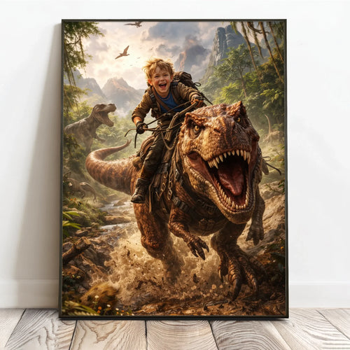 Personlig dinosaur-plakat Den glemte verden med fantasymotiv, 40x60 cm – Motiv 2