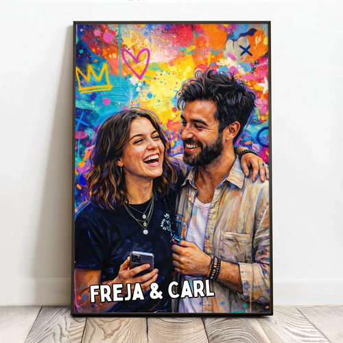 Personligt familieplakat i graffiti-stil med navne – Urban Family design 40x60 cm